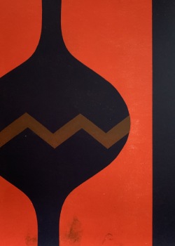 Red and black monotype print by Nicola Griffin